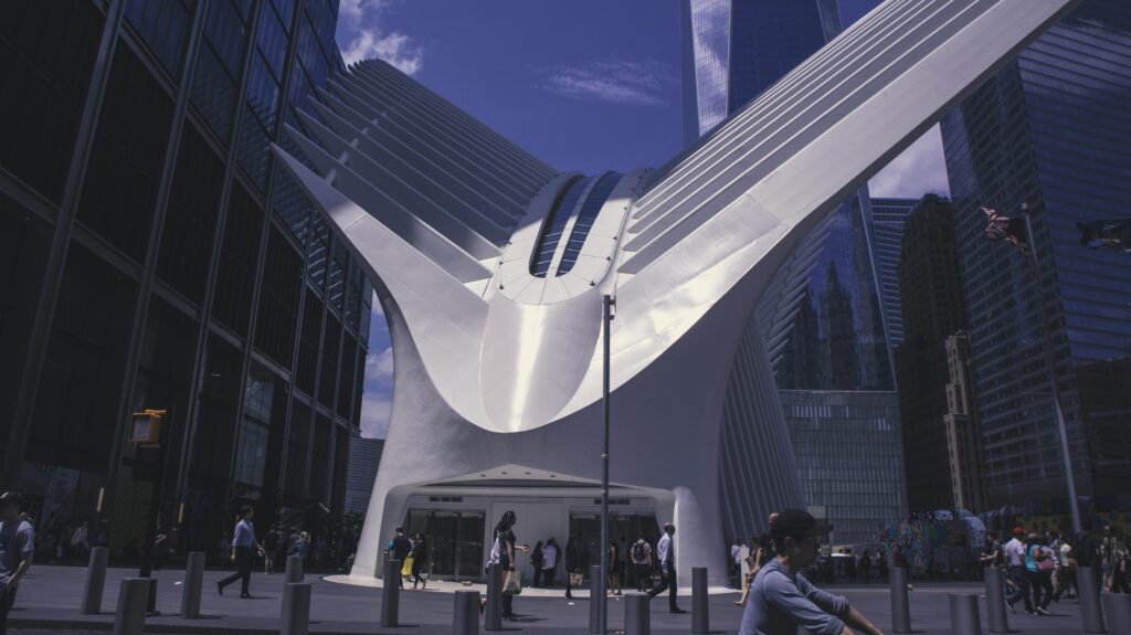 pexels-photo-29532718-29532718 View of the Oculus transportation hub in New York City, showcasing modern architectural design.